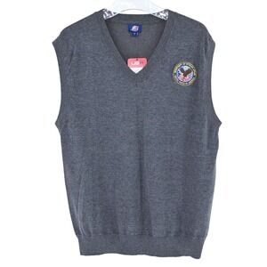 NWT Department of Veterans Affairs Embroidered V-Neck Vest Military Gray Large